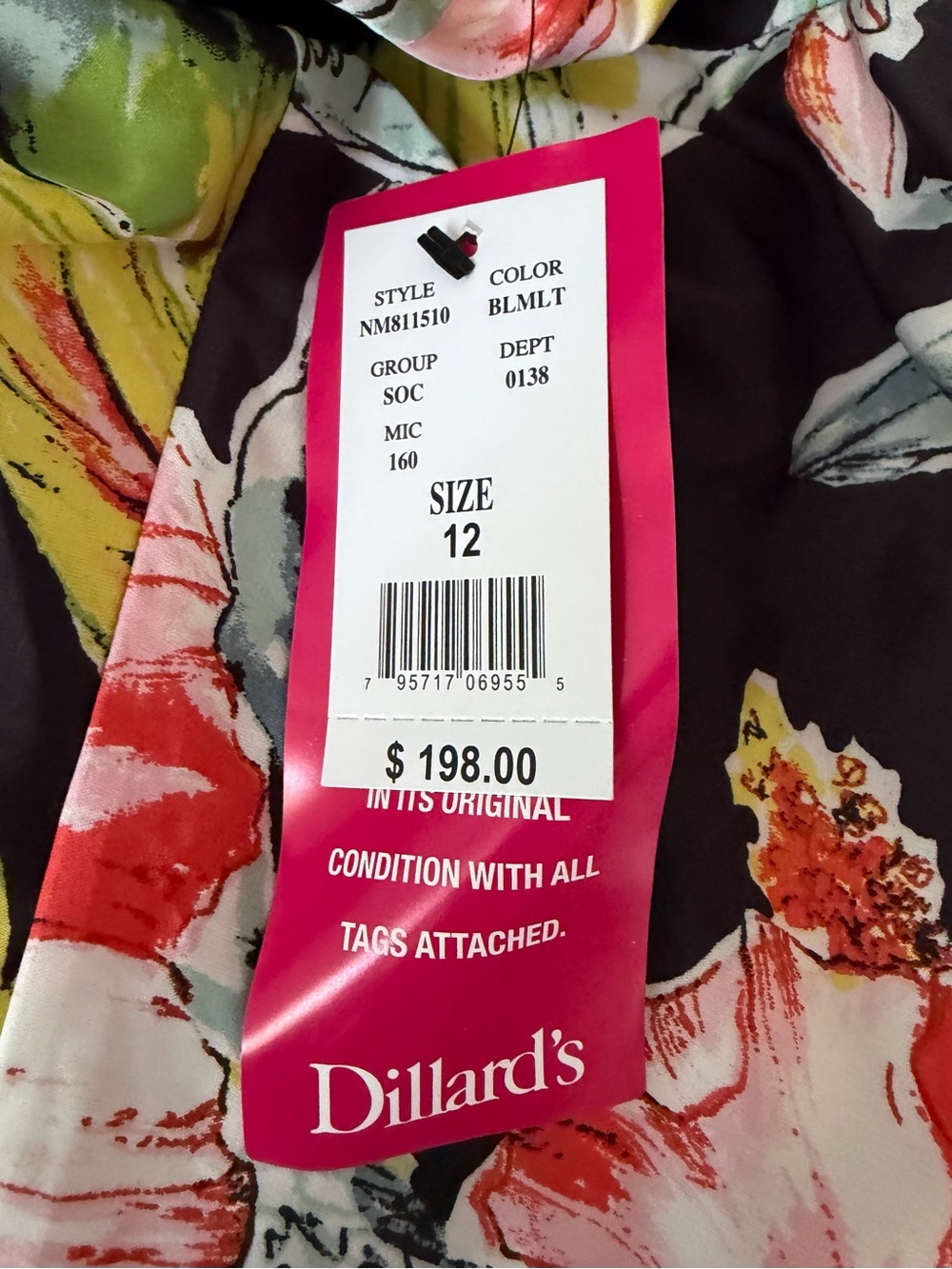 Nicole Miller Hibiscus Print Satin Floral Halter Maxi Dress Size 12 - Picture 9 of 12